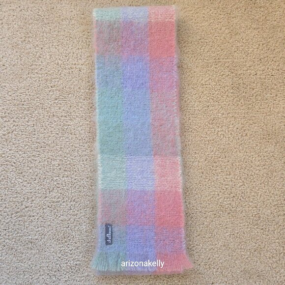 St. Albans Textiles Accessories - NWOT Mohair Scarf Pastel Plaid Pink Lavender St. Albans Australia